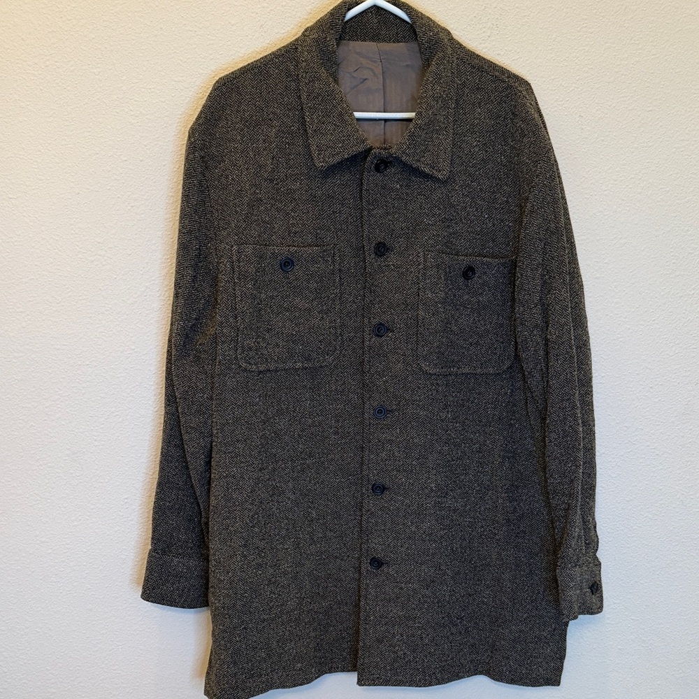 Axis Men's Brown Wool-Blend Button-Up Jacket Coat Size XL